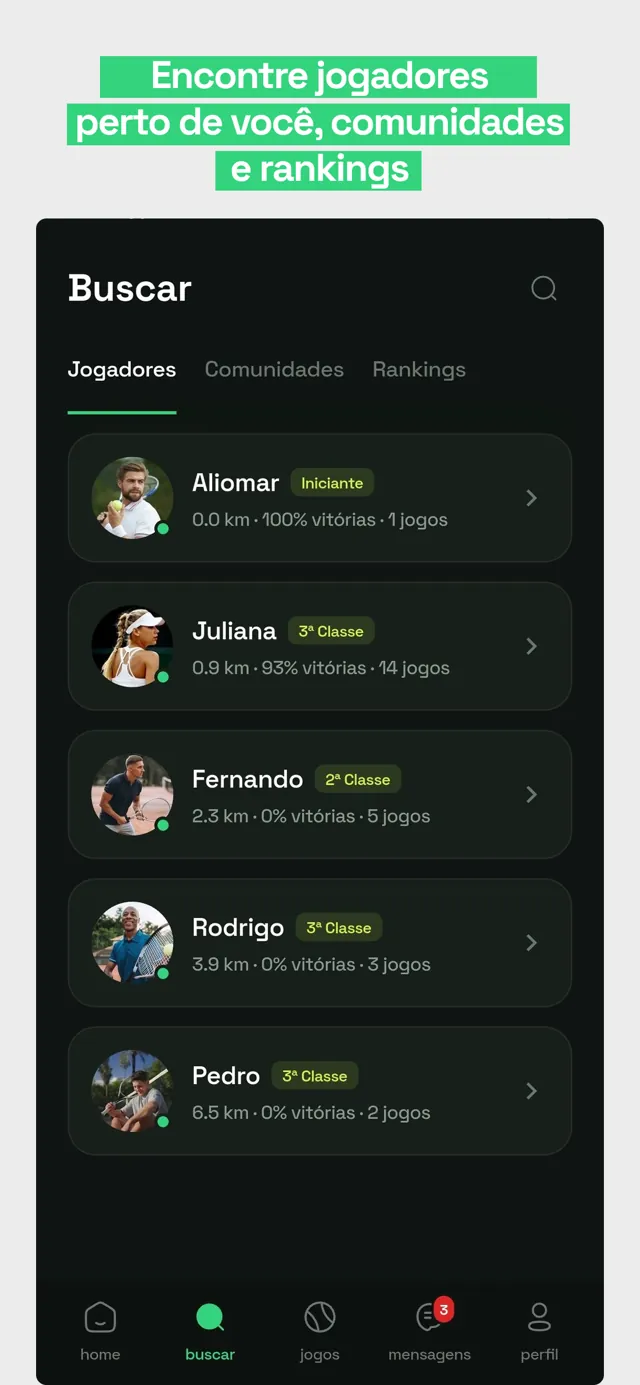 Encontre jogadores perto de você, comunidades e rankings