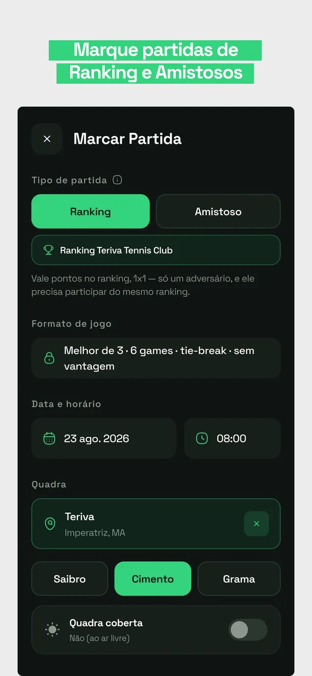 Marque partidas de ranking e amistosos
