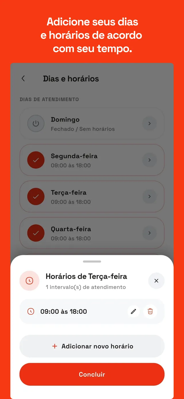 Dias e horários de atendimento