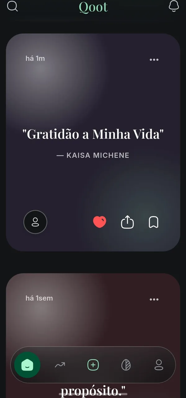 Tela do app Qoot