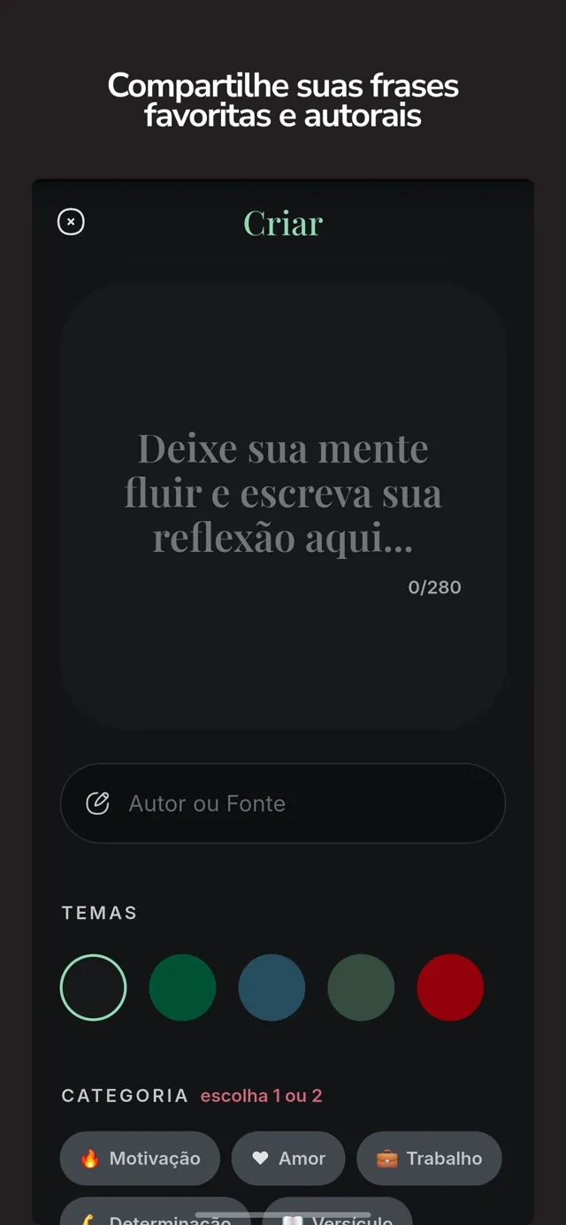 Compartilhe frases favoritas e autorais