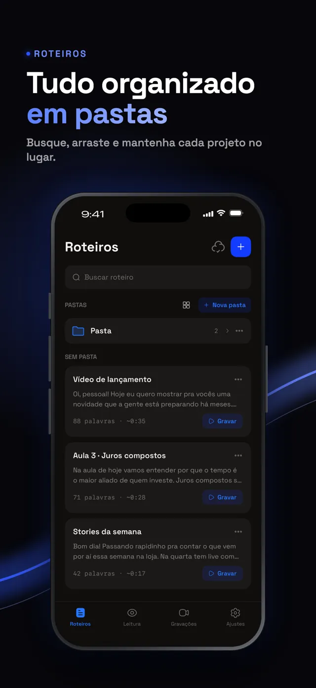 Tudo organizado em pastas