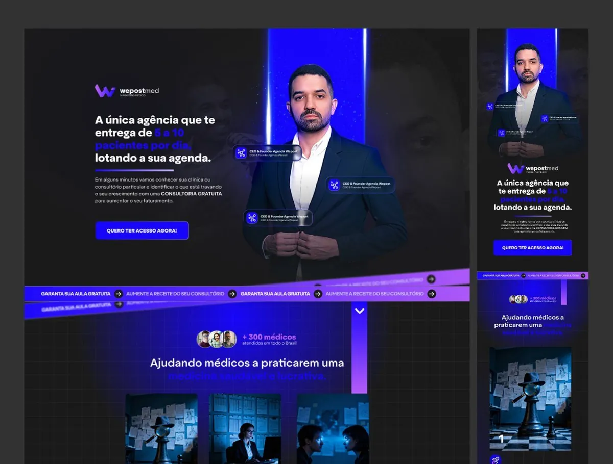 Landing page da WePostMed