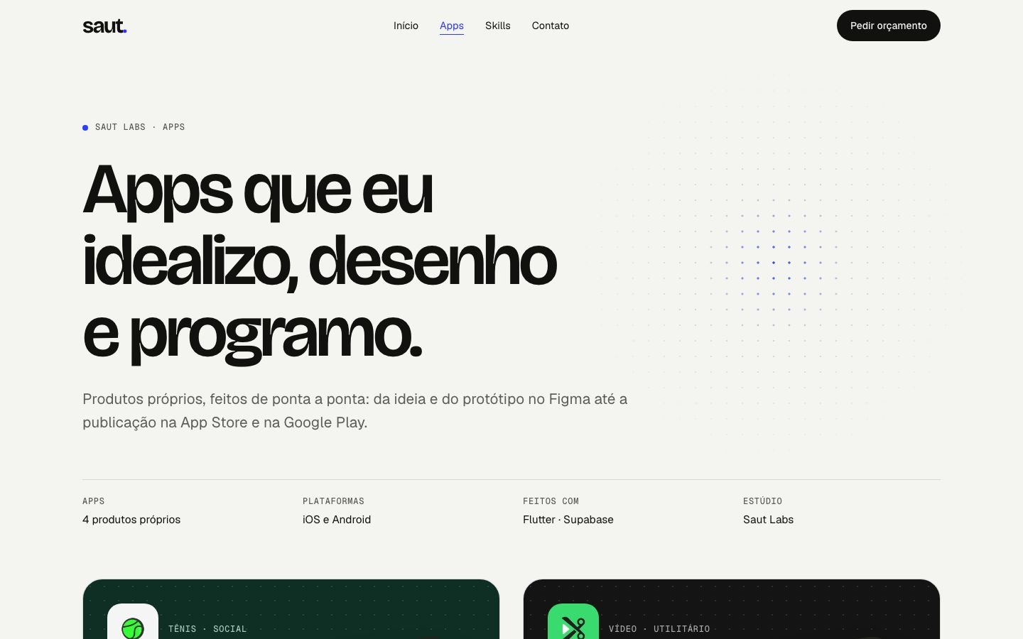 Página de apps da Saut Design