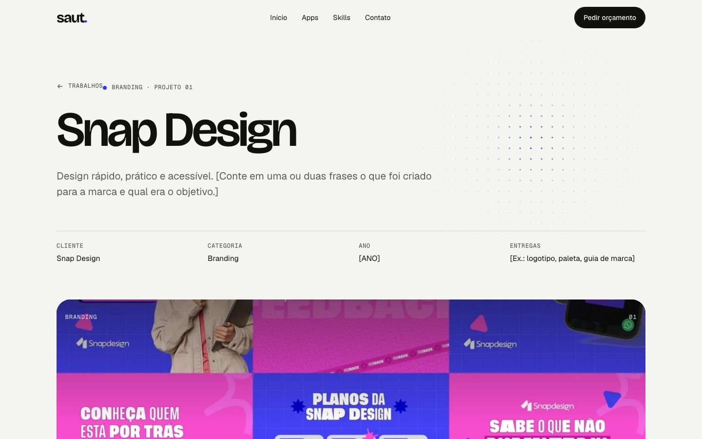 Página de case do projeto Snap Design